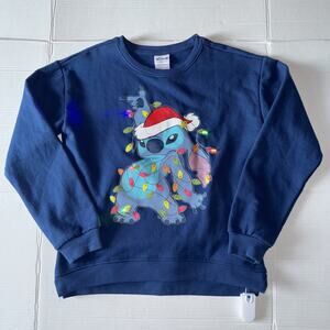 Disney Stitch Light-up Juniors' Fleece Christmas Sweatshirt, Blue XL